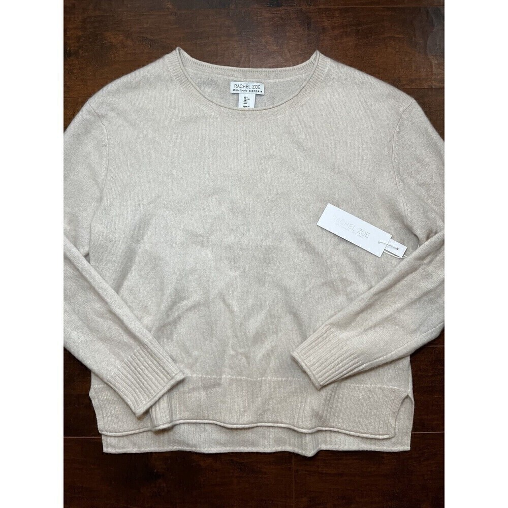 RACHEL ZOE US Women’s L Oatmeal Beige 100% 2 Ply Cashmere Sweater Top Relaxed